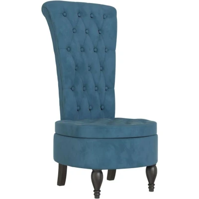 Image of vidaXL High Back Chair Blue Velvet Button Design