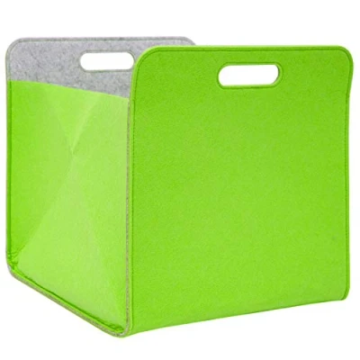 Image of DuneDesign Felt Storage Box 33x33x38cm Kallax Basket Ikea Shelf Insert Cube Green