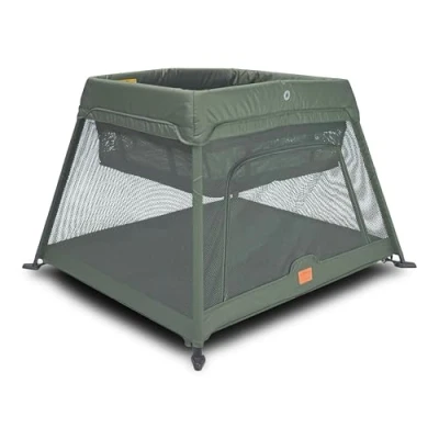 Image of Venture Airpod Baby Travel Cot in Green Lightweight Foldable with Newborn Insert, Mattress, Storage Bag &amp; Playpen Function Breathable Mesh Sides Suitable from 0 to 3 Years
