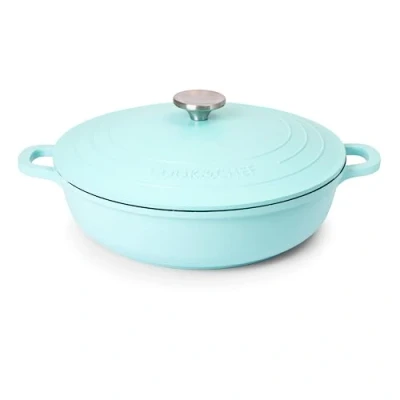 Image of Casserole Dishes with Lid Oven Proof Non Stick Shallow Dutch Induction Cooking Pot Safe Aluminium Stockpot 3.9L, 28cm, Teal by Nuovva