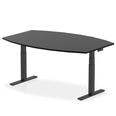 Image of High Gloss 1800 Writable Boardroom Table Black/Black Height Adjustable