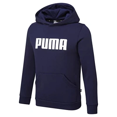 Image of Puma Childrens Unisex Kids Essentials Youth Hoodie Hoody Hooded Top Navy Cotton Size 11 12Y