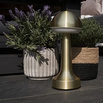 Image of MiniSun Contemporary Petite Wireless Portable Brass Touch Table Lamp with an Integrated Rechargeable LED Mood Light Indoor/Outdoor Garden Use