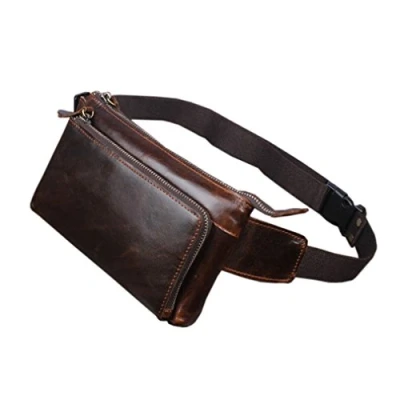 Image of Xieben Vintage Leather Fanny Waist Bag for Men Women Travel Hiking Running Hip Slim Bum Belt Pack Purse Wallet Cell Phone Shoulder Pouch Coffee