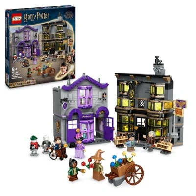 Image of LEGO Harry Potter Ollivanders &amp; Madam Malkin&#039;s Robes Set, Collectible Diagon Alley Wand and Clothes Shop Toys for 8 Plus Year Old Kids, Girls Boys, with 6 Minifigures, Wizarding World Gifts 76439