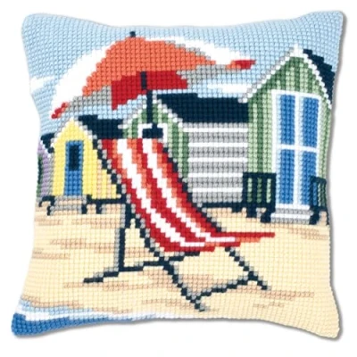Image of Vervaco Beach Chair Cross Stitch Cushion, Multi Colour