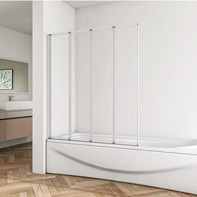 Image of Huiyang 800x1400mm 4 Fold Pivot Folding Bath Shower Screen Glass Over Door Bathroom