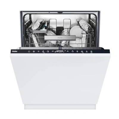 Image of Haier XI 4C4S0SB 80 Washlens Plus Series 2 Integrated Dishwasher, 14 place Setting, Black Bezel, C Rated