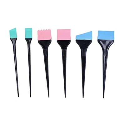 Image of Hair Coloring Brush,6pcs Silicone Dye Brush Colour Tint Comb Applicator Tool DIY Dying Bleach Brushes Tools for Salon