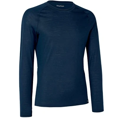 Image of GripGrab Merino Wool Polyfibre Long Sleeve Cycling Base Layer Thermal Bicycle Hiking Under Shirt Black and Navy Blue