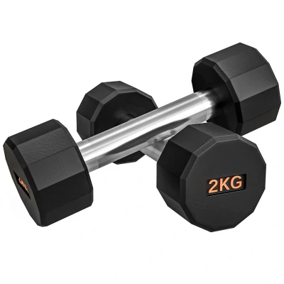Image of SPORTNOW Dumbbells Set, Hand Weights Pair with 12 Sided Shape and Non Slip Grip for Men Women Home Gym Workout, 2 x 2kg