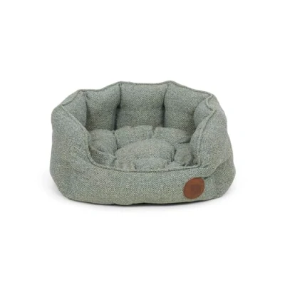 Image of Petface Sage Herringbone Low Oval Dog Bed, Small