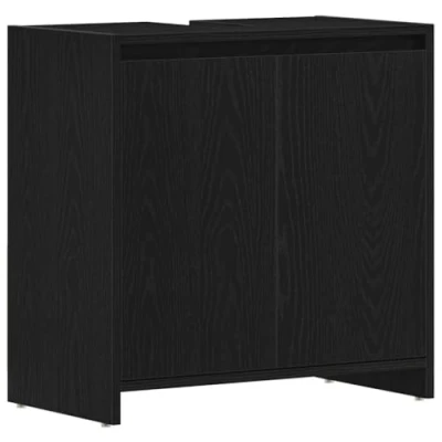 Image of vidaXL bathroom cabinet black oak engineered wood 60x33x61 cm modern storage with ample space