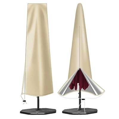 Image of OKPOW Parasol Cover 420D Oxford Fabric Waterproof Patio Umbrella Covers with Zip (190 * 30 50cm), for 9ft to 11ft Garden Outdoor