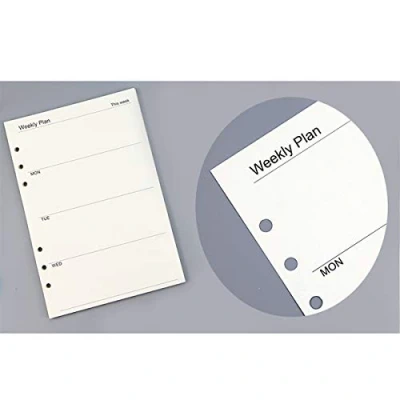 Image of Weekly Plan 40 A5 Sheets 6 Holes Paper Refill for Diary &amp; Binder Planner Notebook Organizer Notebooks, Monthly/Daily/Weekly
