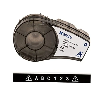 Image of Brady Vinyl Label Tape for Printer M211 &amp; M210 Self Adhesive Labels White on Black (9.53mm x 6.40m) M21 375 595 BK