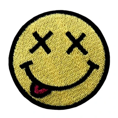 Image of The Happy Smile Face Embroidered Badge Iron On Sew Patch