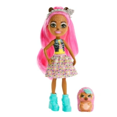 Image of Enchantimals Dolls, City Tails Hensley Hedgehog Doll and Spiney Friend Figure, Small with Removable Skirt Accessories, Gifts for Kids, HKN13