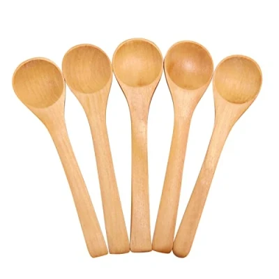 Image of Small Wooden Spoon 30pcs Natural Kitchen Cooking Spoons Crafts for Children Dessert Sugar Tasting Baking Condiment