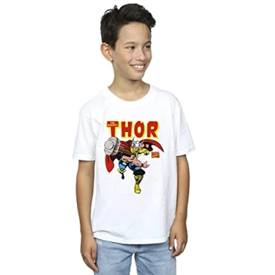 Image of Marvel Universe Boys Thor Hammer Throw T Shirt White 3 4 Years