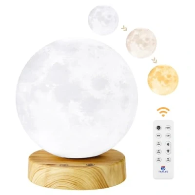 Image of Tanlys Sad Lamp 10,000 Lux Moon Light Therapy lamp, UV Free Daylight Sunlight with Remote Control, Adjustable Colors/Brightness and Timer, Sun for Office/Home/Decoration