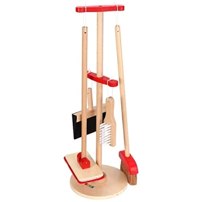 Image of Lelin SOKA 11PC Toy Cleaning Kit with Broom Mop Dustpan Brush &amp; Stand Creative Pretend Play Set for Kids