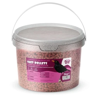 Image of Suet Shop Wild Bird Food Peanut &amp; Berry Flavoured Pellets Feed 3kg for All Seasons Full of Energy High in Protein