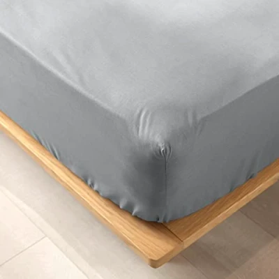 Image of douceur d&#039;intérieur Fitted Sheet 90 x 190 cm 100% Organic Cotton Biolina Grey