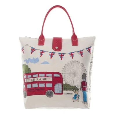 Image of Signare Tapestry Victorian Inspired Design Peter Rabbit Foldable Shopper Bag, Compact, Reusable and Eco Friendly Handbag
