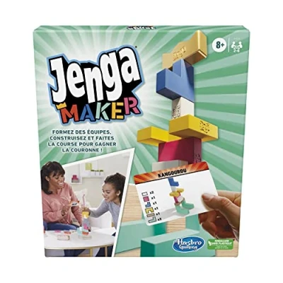 Image of Monopoly Jenga Maker, Stacking Tower with Real Solid Wood Blocks for Children Aged 8 Years and Up 2 to 6 Players, Multicolored,One Size