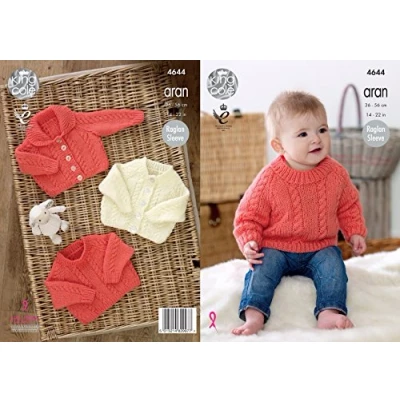 Image of King Cole 4644 Knitting Pattern Baby Cardigans and Sweater in Comfort Aran