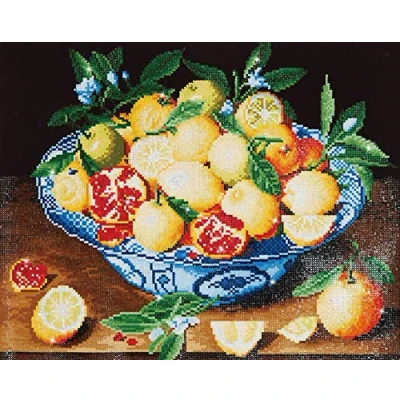 Image of DIAMOND DOTZ DD10 Intermediate Kit, Plastic Canvas Fabric, Still Life with Lemons (Hulzdonck), 42 x 52 cm