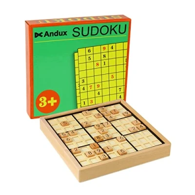 Image of Andux Sudoku Puzzle Board Game with Drawer Wooden Number SD 02 (Black)