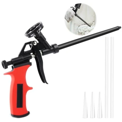 Image of TNOMSNO Foam Gun, PU Teflon Coated Construction Gun with Switch No Clean 5 Hoses, for Sealing, Filling