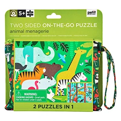 Image of Petit Collage Animal Menagerie Two sided On the Go Puzzle