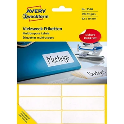 Image of Avery Zweckform 3340 Multipurpose Labels 62 x 19 mm Pack of 392