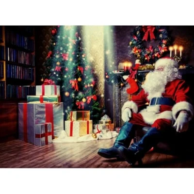Image of Santa &amp; Presents 1000 Piece Christmas Jigsaw Puzzle Festive Scene for Adults Kids Age 14+ Large 69cm x 51cm Limited Edition Puzzles