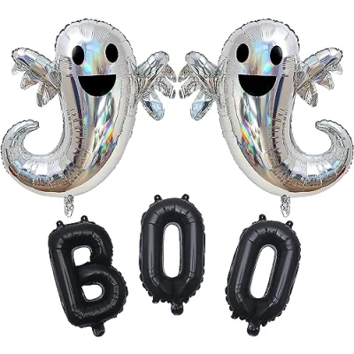 Image of Halloween Balloons Foil Party Decorations 38In Boo Large Ghost for Kids Decor