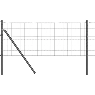 Image of vidaXL Euro Fence with 13 Posts 0.6x50 m Galvanised Steel Grey