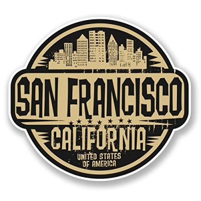 Image of 2 x 10cm San Francisco USA California Sticker Car Laptop Travel Luggage #6718 (10cm Wide 9cm Tall)