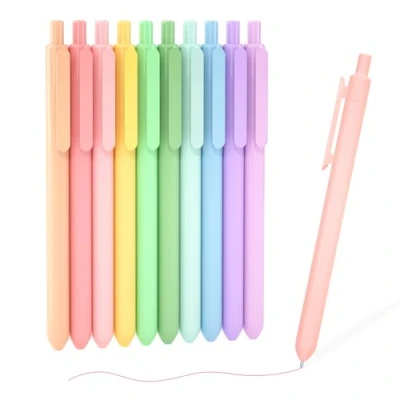 Image of Shuttle Art 10 Colours Pastel Retractable Gel Pens, Ink Coloured 0.5mm 8 Fine Point Quick Drying Cute Pens