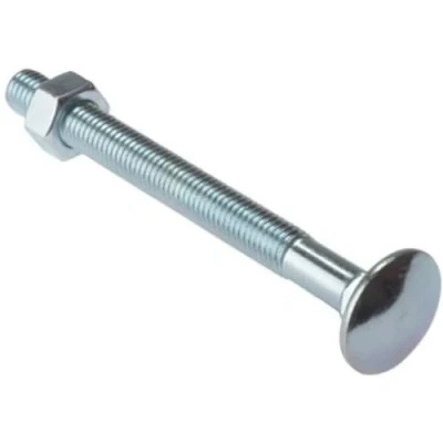 Image of Merriway BH04825 (25 Pcs) Carriage Bolts with Nuts, M6 x 75mm (1/4 inch 3 inch) Zinc Plated Pack of 25 Pieces