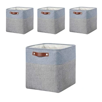 Image of Mangata 25283033cm Fabric Storage Boxes Cubes, 4 Pack(33x33x33cm, Grey Blue)