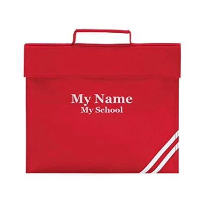 Image of Personalised School Book Bag for Children Music Homework Bags Kids Girl Or Boy with Name Red