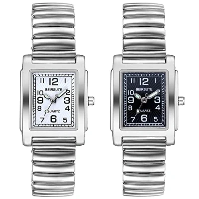 Image of JewelryWe Women&#039;s Ultra Thin Easy Reader Watch with Elastic Strap Silver Watch, for Mothers Day