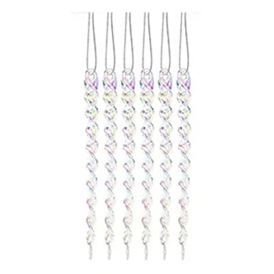 Image of Iridescent Shimmer Icicles Hanging Christmas Decoration Xmas Tree Pendants pack of 6