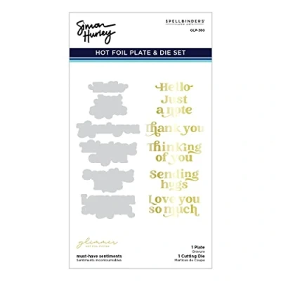 Image of Spellbinders Must Have Sentiments Glimmer Hot Foil Plate &amp; Die Set from The Photosynthesis Collection by Simon Hurley, Metal, ONE