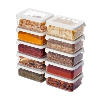 Image of SmartStore Clear Airtight Dry Food Containers with Lids 0.35L Set of 10 20% Bio based Plastic Storage Box Lid, BPA Free, Dishwasher Safe Stacking Kitchen 12.5 x 9 5cm