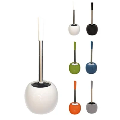 Image of Brushmann Round Ceramic Toilet Brush Set (White)