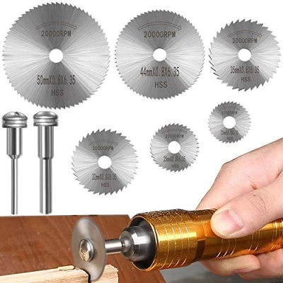 Image of 8Pcs Rotary Drill Saw Blades, Steel Disc Wheel Cutting Blades with 1/8&quot; Straight Shank Mandrel for Drills tools (Power are not included)